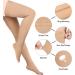 Evolyline Open Toe Thigh High Compression Socks 20-30mmHg for Women & Men - Beige Graduated Support Stockings for Varicose Veins, Edema, Flight - Toeless Design - Buy Online on GoSupps.com