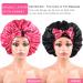 Satin Bonnet for Curly Hair Sleeping | Adjustable Silk Sleep Cap for Braids | Double Layer Hot Pink + Black Bonnet for Black Women - Buy Online on GoSupps.com