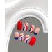 4th of July Extra Short Square French Tip Fake Nails - 24 Pcs Glossy Acrylic False Nails with Red Blue Line Designs for Women & Girls | ID Nails Style7 - Buy Online on GoSupps.com