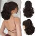 Sofeiyan ponytail extension 28cm Klue clip in ponytail hair extensions short curly wavy ponytail extensions synthetic hair part for women dark brown