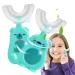 2 PCS U Shaped Toothbrush Whole Mouth Oral Cleaning Kids Toothbrushes with Silicone Bristles All-Round Cleaning BPA Free Baby Toothbrush 7-12 Years Old Duck and Bear(7-12)