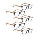 LUR READING GLASSES 5 Pack Bamboo-look Temples Readers (Black +1.50) 5 Black 1.5 x