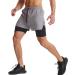Surenow Men's 2 in 1 Running Shorts with Liner, Quick Dry Athletic Workout Shorts - Light Grey, Medium - Buy Online on GoSupps.com