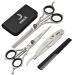 KIMEX LONDON Hairdressing Barber Hair Scissor set for Professional Hairdressers Barbers- Stainless Steel Hair Cutting Shears- Complete set of Scissor+ Thinning Scissor Razor+ Hair Combs+ Leather Cover Silver