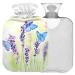 NAANLE hot hot water bottle with cover watercolor butterfly lavender transparent hot water bottle hot water bottle to relieve back pain handwear warmers neck-hot and cold therapy 2 l