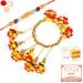 Ghasitaram Gifts Rakhis Online - Rakhi for Brother-TK-27 Bhaiya Bhabhi Rakhi with 200 GMS of Besan Barfi and 200 GMS of Kaju Katli Rakhi Set with 200 gms of Besan Barfi & Kaju Katli