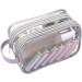 Lermende Clear Toiletry Makeup Bag, 2 Layer Clear Makeup Pouch for Travel Portable Makeup Organizer Bag Water-Resistant PVC Large Cosmetic Toiletry Bag for Girl and Women sideSilver