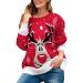 Genetic women Christmas sweater Christmas sweater with reindeer pattern knitting sweater round-arm warm knitting sweater winter sweater women sweater elegant black sweater women 11-red m