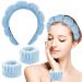 Sibba 3pcs sponge spa headband for women soft make -up wrench washbear set skin care head bands Terry fabric bubbles hair band For face washing removal yoga sport shower (blue)