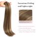 REECHO Clip in Hair Extensions - Thick Long Lace Weft Synthetic Hairpieces for Women - 24 Inch Chocolate Brown with Golden Blonde Highlights - 240g (Pack of 5) - Buy Online on GoSupps.com