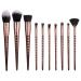 Make Up Brushes LaRoc 10pc - Professional Diamond Makeup Brush Set Complete Coverage Make Up Set - Concealer Powder Brush Eyeliner Eyeshadow Brushes & More - Deep Bronze
