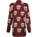 Women's Long Sleeve Open Front Cardigan with Skull Owl Design in Wine - Fast Fashion - Buy Online on GoSupps.com