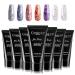 XINLLAN Glitter Poly Extension Nail Gel Kit - 7 Colors Soak off UV/LED lamp Builder for Nails Art Salon at Home  Quick Building Nail Extensions Gel 15ml