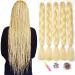 Showjarlly jumbo braid art hair hair ombre braid extension 24 inch KanCalon hair braid extensions 5 pieces for crochet twist lichen hair box braid for braid 613# 61cm-24zoll (5 Pack) blonde