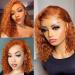 Orange T-Part Bob Wig 8 Inch Brazilian Curly Remy Human Hair Lace Front Wig 180% Density - Buy Online on GoSupps.com