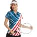 VALANCH Women's Short Sleeve Golf Polo Shirt - Lightweight Tennis Apparel with Large American Flag Print - Buy Online on GoSupps.com