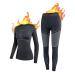 Nooyme thermal underwear women breathable and thermal wash set functional wash women anti-bacterial and flexible ski underwear women warm underwear for at home and sport in autumn winter m black gray