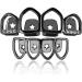 4 Tooth Skeletonized Braces with Drilled Braces 18K Gold Plated Micro Zircon Personality Rap Hipster Braces Black (Set) - Buy Online on GoSupps.com