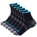 6 Pairs Johnda Compression Socks for Men and Women Plantar Fasciitis Arch Support Foot Relieve Pain Supports Heel S-M Black/Blue