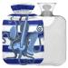 Naanle stripes octopus anchor hot water bottle with reference transparent hot water bottle 2l large hot hot water bottle for bed hand feet warmer pain relief heat and cold therapy