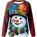 Womens Christmas Sweatshirt | Snowman Penguin Print | O-Neck Raglan Top | Comfy & Warm Xmas Jumper | Sky Blue - Buy Online on GoSupps.com