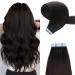 Yilite tape extensions real hair natural black 50cm 20 pieces 50g tape in extensions real hair invisible silky straight skin weft tape in naturally extensions (50cm #1b natural black) 50cm #1b off black