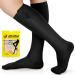 Ailaka compression stockings with zip for women men 20-30 mmHg medical class 2 compression socks support stockings with zipper for varicose veins edema recovery pregnant 5x large (1 pair) black