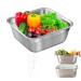 Dish Tub for Kitchen Sink Large Capacity Stainless Steel Basin with Rolled & Wide Edge Stackable Washing Basket for Fruit Vegetable Kitchen Accessories with Drain Hole Vegetable Washing Basket Wash
