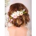 BERYUAN Wedding Pink and White Rose Hair Comb Metal Hair Side Combs Slide Clips Beautiful Bouquet Hair Comb for Brides and Bridemaids Hair Accessories for Dancing Party for Women Girls - Buy Online on GoSupps.com