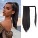 FESHFEN Straight Ponytail Extension Natural Long Ponytails Wrap Around Clip in Pony Tails Hair Piece Synthetic Hairpieces for Women Girls Dark Brown 16 inch 16 Inch (Pack of 1) Dark Brown 4#-Wrap Around