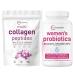 Micro Ingredients 8-in-1 Multi Collagen Powder & Women s Probiotics 100 Billion CFU Veggie Capsules | 2 Pack | Hydrolyzed Peptides + Hyaluronic Acid & Vitamin C | 40 Strains + Cranberry & D-Mannose