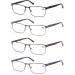 MODFANS 4 Pack Reading Glasses for Men - Blue Light Filter Metal Frame Rectangle Style Stainless Steel +2.50 - International Shipping Available - Buy Online on GoSupps.com