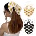 Crochet Bandana Head Kerchief Hair Scarf 2Pcs Knitted Hair Scarves Crochet Hair Kerchief Tie Bcak Headwrap Floral Hair Bandanas for Women Girls Scarf (Daisy(Black+Beige))