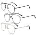 Metal Frame Aviator Style Reading Glasses with Spring Hinge for Men and Women 3pk-black gunmetal and Silver 2.0 x