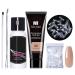 Poly Nail Gel Nude Color Builder Gel for Nail Extensions Polygel Nail Kit for Beginner with Solution & Nail Tips Need Cure By Lamp Poly Extension Gel Manicure Set Deep Nude
