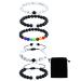 5 Pieces Howlite Lava Rock Stones Bracelets Chakras Diffuser Essential Oil Diffuser Bracelets Natural Stones Yoga Beads Bracelet Bangle with Drawstring Bag for Couples