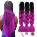 Showjarlly Kanecalon Kunsthaar Hair KanCalon Hair Braids Extension Ombre Jumbo Braid Hair extension 24 " Kanecalon braids Box Braid Hair Kunsthaar Hair For Inthalt Black/Purple Red# 61cm-24 inch (3 pack) black/purple red
