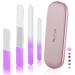 Glass Nail File and Shiner 4PC Double Sided Etched Crystal Nail Buffer Files and Nano Nail Polishers Professional Salon Manicure Tools Kit for Acrylic and Natural Nail Perfect for Women & Girls Purple