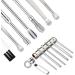 Riquie Spring Ear Wax Cleaner Tool - Portable Stainless Steel Earwax Removal Kit - 7-in-1 Ear Spoon with Brush - Key Chain Storage - Silver - Buy Online on GoSupps.com