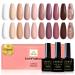 Yueshop Gel Nail Polish Set-10PCS Beige Glitter Sparkle Nude Pink White Light Purple Dark Brown Series Gel Nail Polish Soak Off UV Gel Nail Varnish Manicure Gel Nail Required For Women Beauty Gift