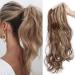 SEGO PONYTAIL Extension Pfervie Hair Part Hair Extension Cabbage with butterfly clip Hir Piece Hair smooth heat-resistant like real hair Welled-bright brown & ashblond 61 cm 60 cm (Lot de 1) Modern corrugated-bright brown & ashblond