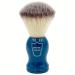 Parker Safety Razor Synthetic Bristle Shaving Brush with Blue Wooden Handle - Brush including Stand