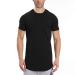 LETAOTAO Mens Workout Shirts Hipster Slim Fit T-Shirts Longline Drop Cut Gym Muscle Tee Black 970 Medium