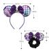 Shiny Mouse Ears Headband & Sequin Velvet Scrunchie Set - Mermaid Theme for Girls, Women, Kids | Birthday Party Hair Accessories - 2 Pcs - Buy Online on GoSupps.com