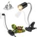 Fischuel Reptile Heat Lamp,Heating Lamp with Clamp, Adjustable Habitat Basking Heat Lamp ,UVA/UVB Light Lamp 360 Rotatable Clip and Dimmable Switch for Aquarium(Bulb Included) (E27,110V) Heat Lamp 25w/50w Bulb