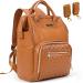 Ziosinm baby wrap backpack made of leather multifunctional trip diaper bag backpack waterproof diaper backpack diaper bag PU diaper bag for on the go brown