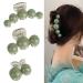 3 Pack Green Pearl Hair Claw Clips Non-slip Hair Jaw Clips Big Medium Small Hair Clips Barrettes Decorative Hair Accessories for Thick Medium Thin Hair Clamp for Women and Girls (green) (green)