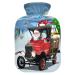 Heat bottle with reference 1 l of durable warm-up bag for hand feet shoulder and neck pain cramps heating press and heat therapy patterns of cartoon retro Santa snowman