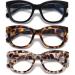 Oversized Reading Glasses for Women - 3 Pack Blue Light Blocking Spring Hinge Readers in Black Leopard & Grey - +0.75 Magnification - Buy Online on GoSupps.com
