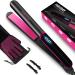 Fabuday Flat Iron Hair Straightener Dual Voltage - Heat Up Quickly LCD Display & Auto Shut-Off 12 Adjustable Temp Hot Iron for All Hair Types 1 Inch Floating Ceramic Plates 1 Inch Plate Black